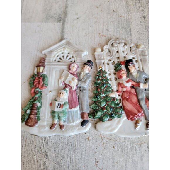 Lefton colonial couple village ornament Xmas set unique Carol - Picture 3 of 7